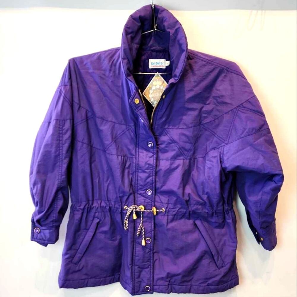 Renee Women's Ski Snow Jacket Purple Cinched Waist Winter Coat Pockets Size 4